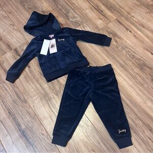 Juicy Couture Baby Velour Tracksuit Set Navy Gold Crown 18M NWT